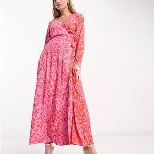 Anthropologie Never Fully Dressed Vibrant Pink and Orange Maxi Dress